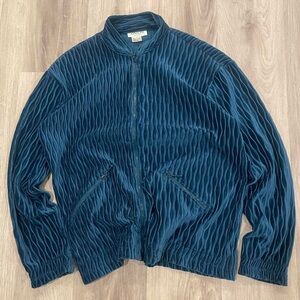 Vintage Adolfo Sport Deep Blue wave Textured lightweight Jacket sz M